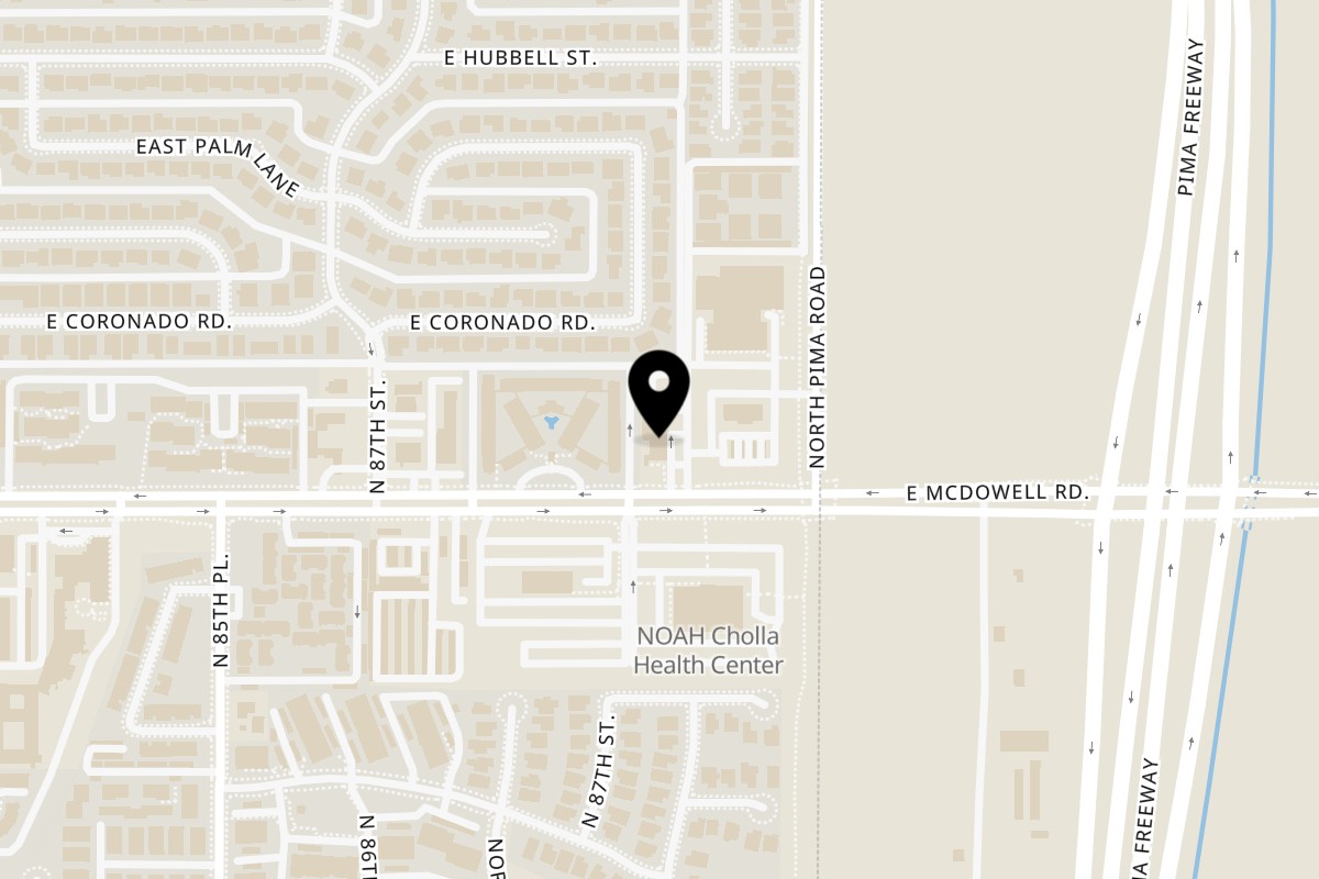 Map showing the location of Gyro 101 Scottsdale on 8770 E McDowell Rd in Scottsdale