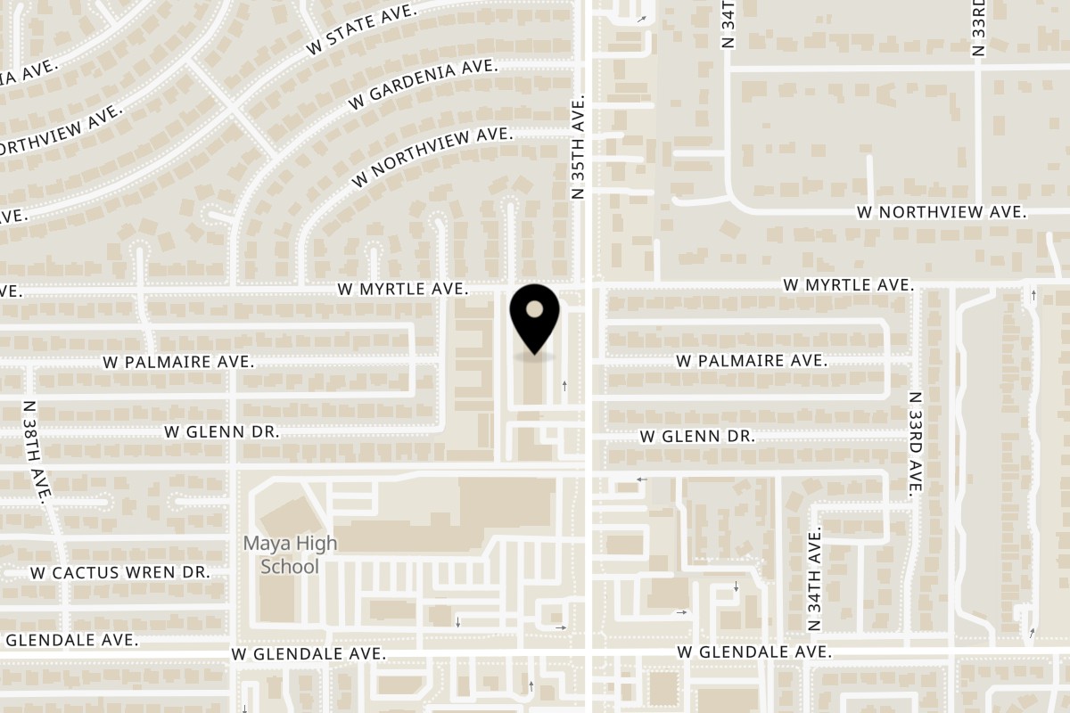 Map showing the location of Gyro 101 Phoenix on 7126 N 35th Ave in Phoenix